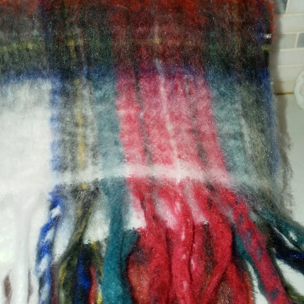 J. Crew Oversized Plaid Super Soft Winter Knit Scarf w Fringe 78